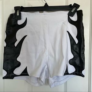 Shein Black and White Flame High Waisted High Zipper Shorts